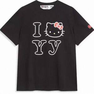 Black Short Sleeve Tee with Hello Kitty Graphic